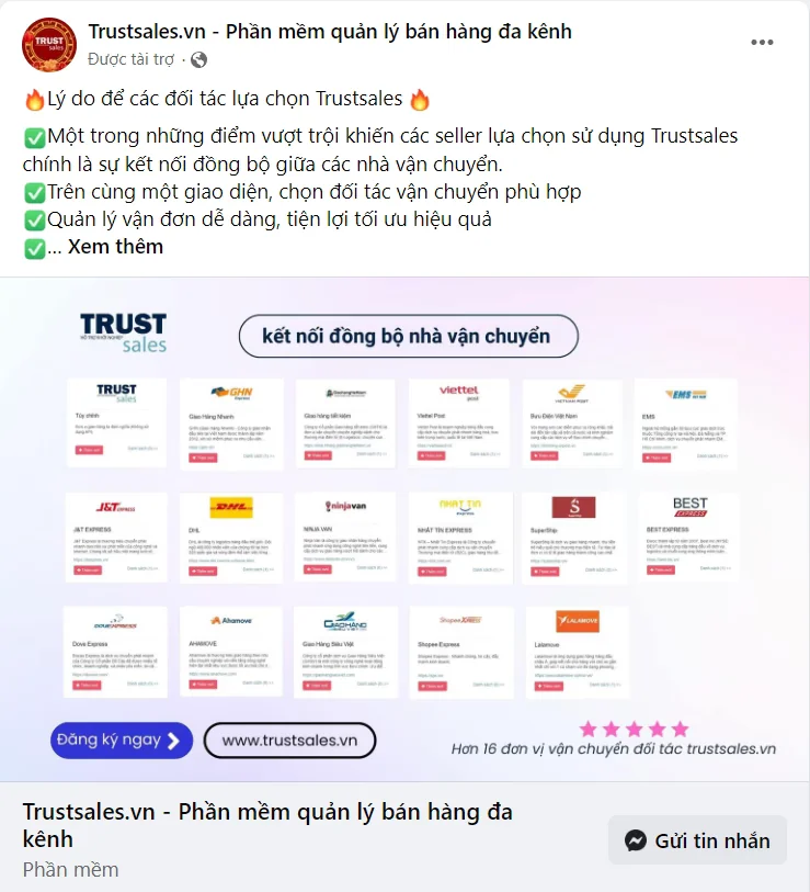 Mẫu quảng cáo tin nhắn trên Facebook