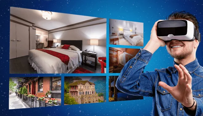 Khách hàng tham quan phòng khách sạn bằng công nghệ VR360